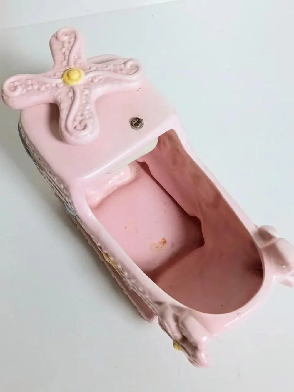 Vintage Pink Ceramic Napco Ware Helicopter Animal Planter Music Box Baby Nursery - Picture 2 of 8